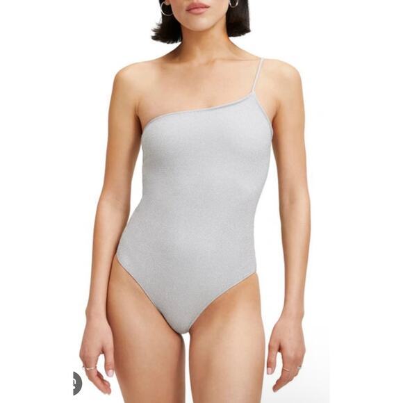 Good American '90s Hot Shoulder‎ One Piece in Silver Size 3 Brand New - Picture 3 of 12